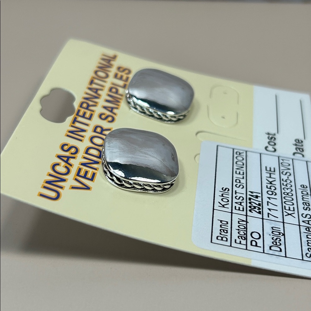 Shiny Silver Square Clip-On Earrings